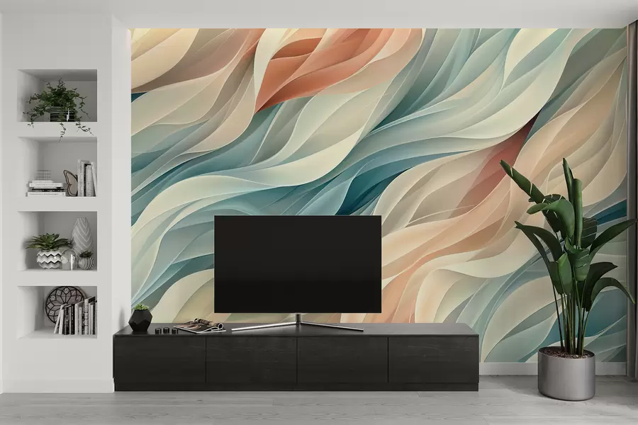 fototapeter Hypnotiserende abstrakt design med myke pastellbølger w01335
