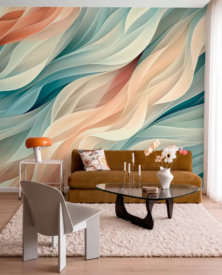 fototapeter Hypnotiserende abstrakt design med myke pastellbølger w01335