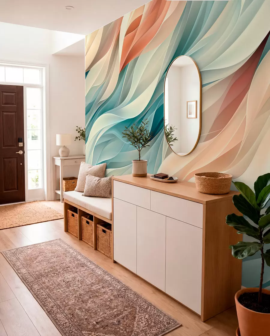 fototapeter Hypnotiserende abstrakt design med myke pastellbølger w01335