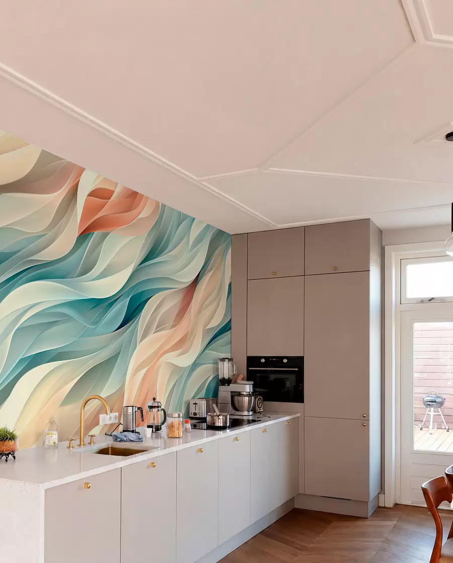 fototapeter Hypnotiserende abstrakt design med myke pastellbølger w01335