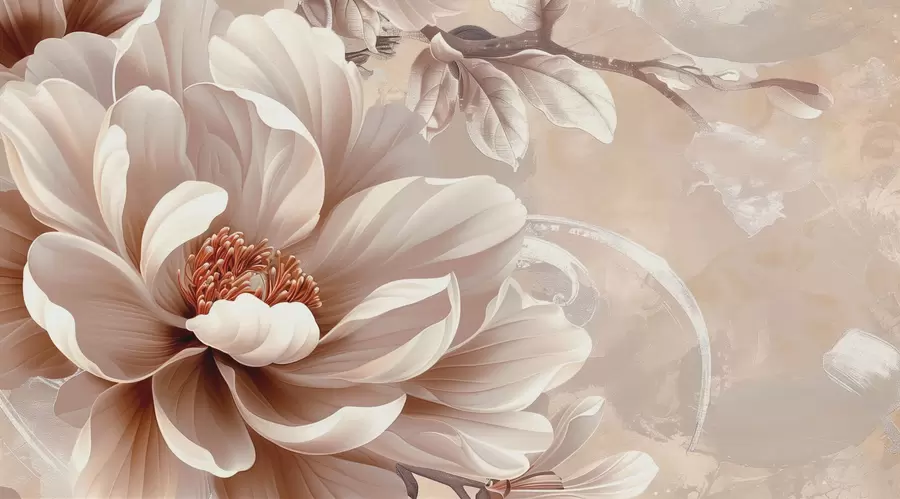 fototapeter Stor rosa blomst på en grunge vegg w08181