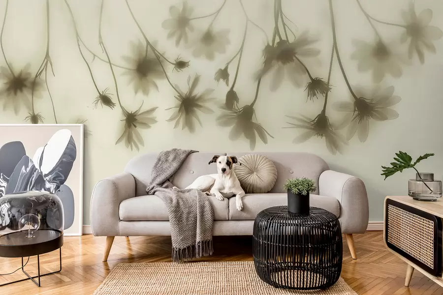 fototapeter Delikate blomster i tåken henger ovenfra i pastellfarger w01469v1