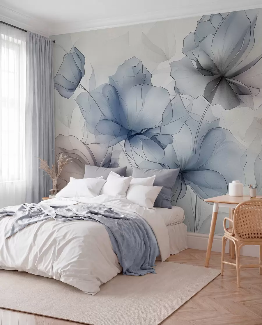 fototapeter Abstrakte blomster på en betongvegg w01037