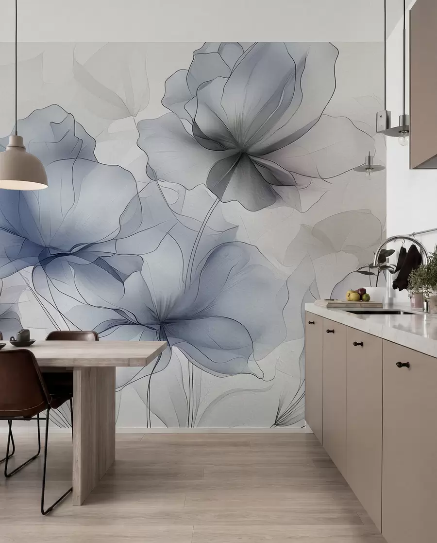 fototapeter Abstrakte blomster på en betongvegg w01037
