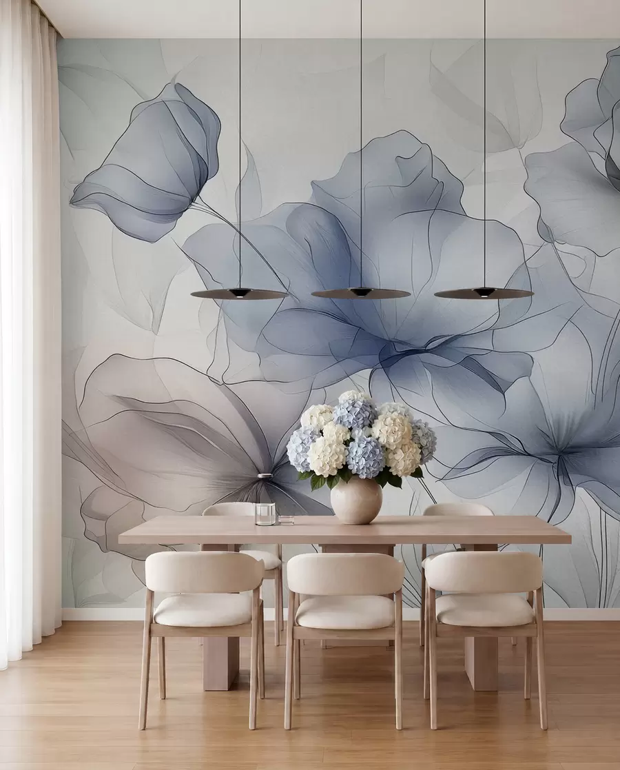 fototapeter Abstrakte blomster på en betongvegg w01037