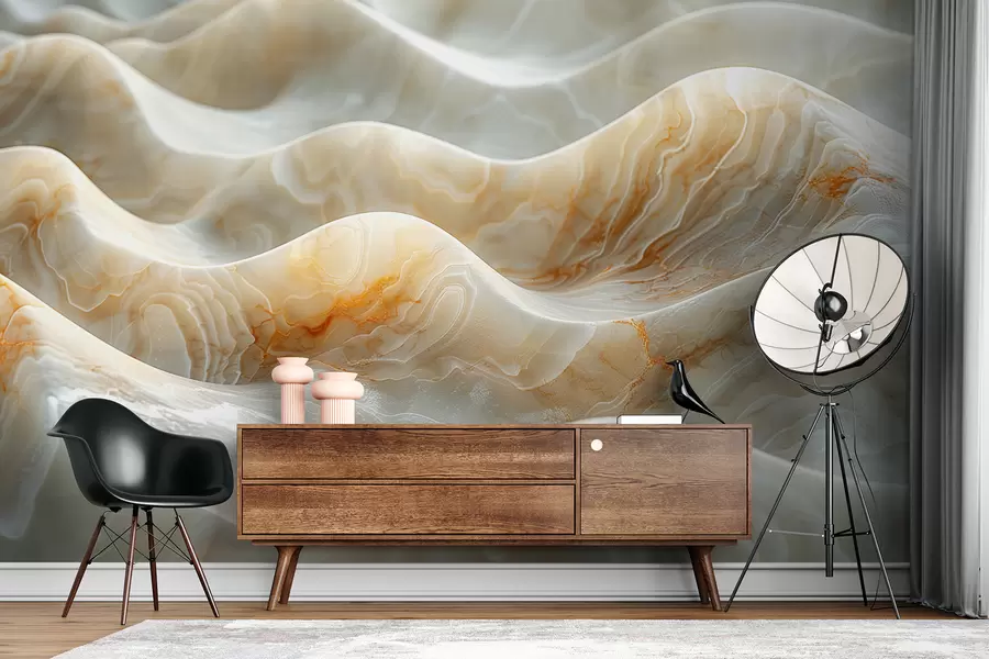 fototapeter Bølger av marmor i beige farger w01488