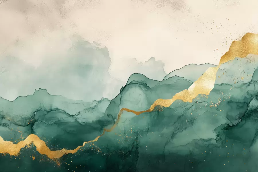 fototapeter Vintage smaragdgrønn akvarellkomposisjon w01362v1