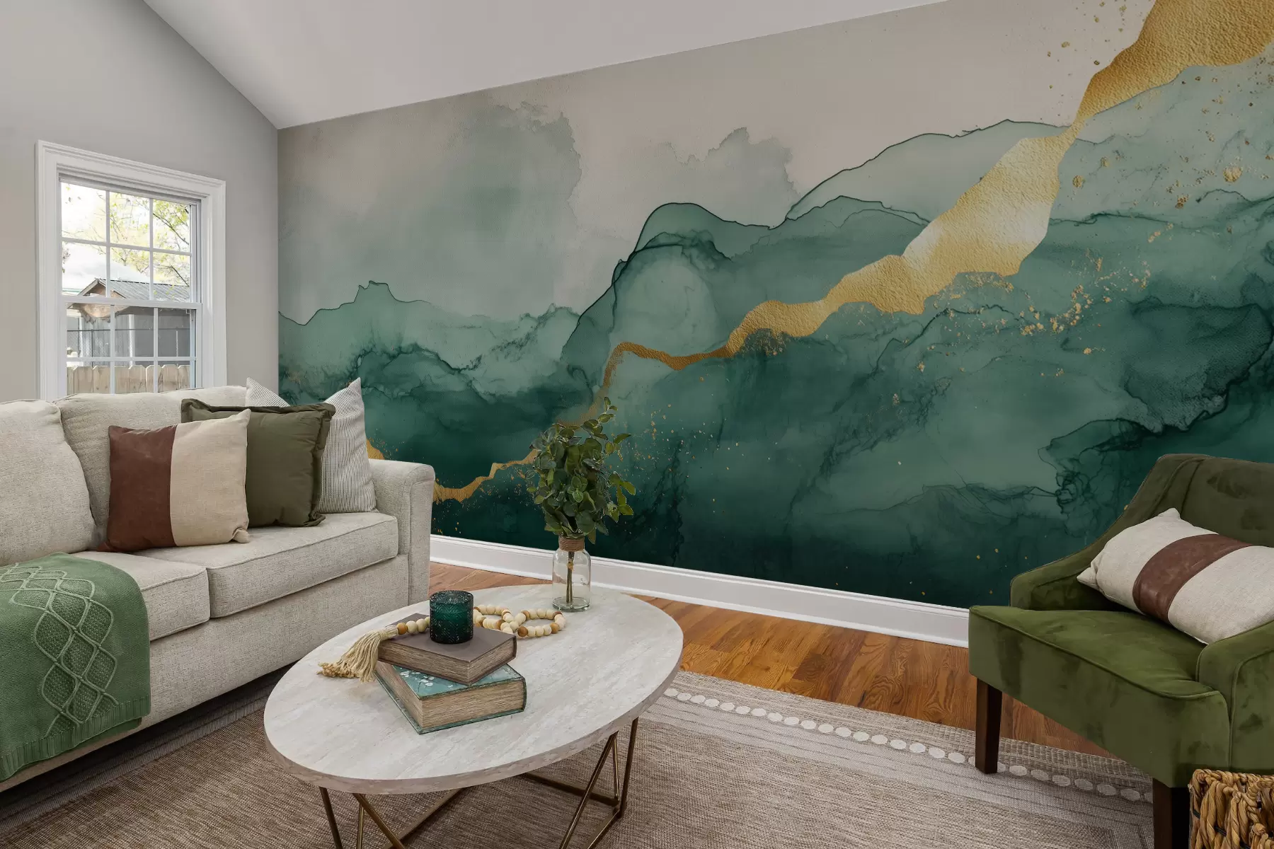 fototapeter Vintage smaragdgrønn akvarellkomposisjon w01362v1