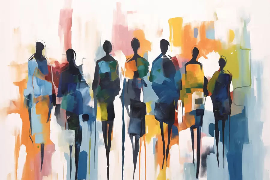 fototapeter Silhuetter av abstrakte mennesker w01559