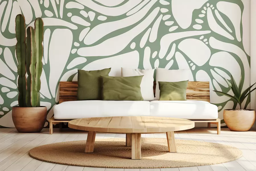 fototapeter Abstrakt geometrisk mønster, tribal stil, lysegrønn farge w01623v2