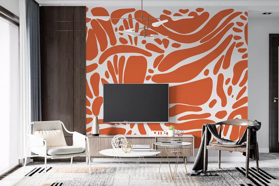 fototapeter Abstrakt geometrisk mønster, stammestil, oransje farge w01623v6