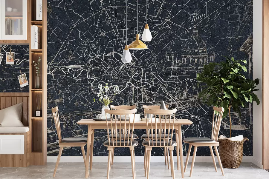 fototapeter Roma bykart, strektegning, arkitektur, Italia, mørke farger w01698v1