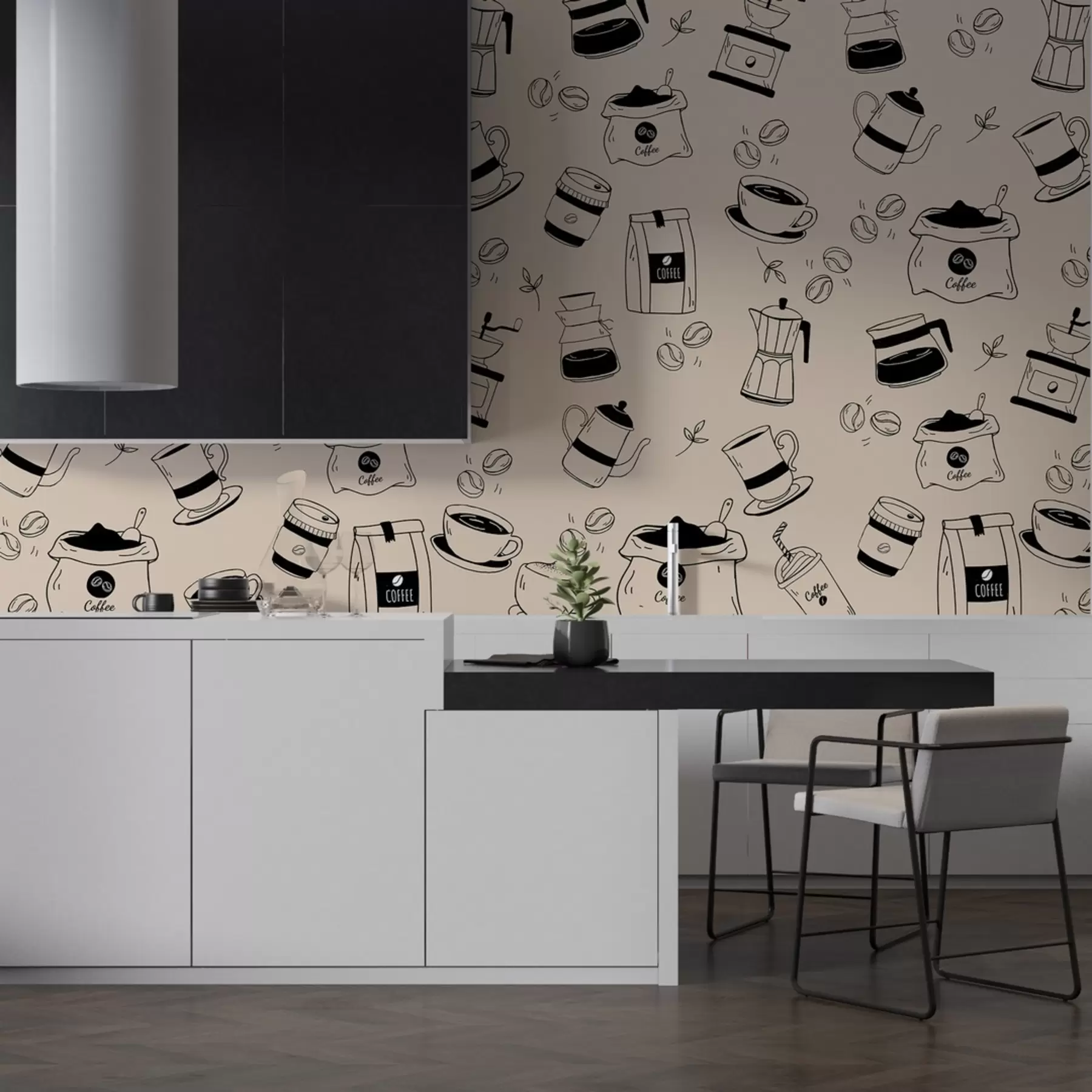 fototapeter Kaffedetaljer på en lys bakgrunn w02002