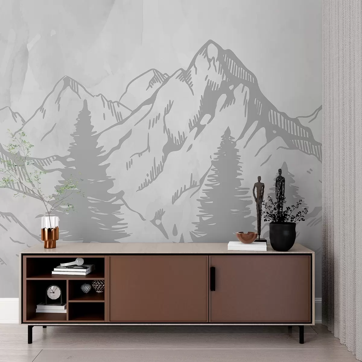 fototapeter Majestetiske fjell i rolige gråtoner w00665v1