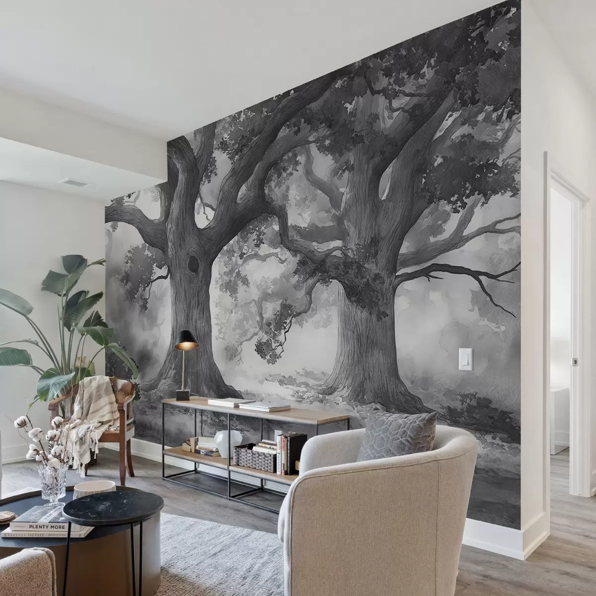 fototapeter Majestetiske trær i et rolig landskap w01182