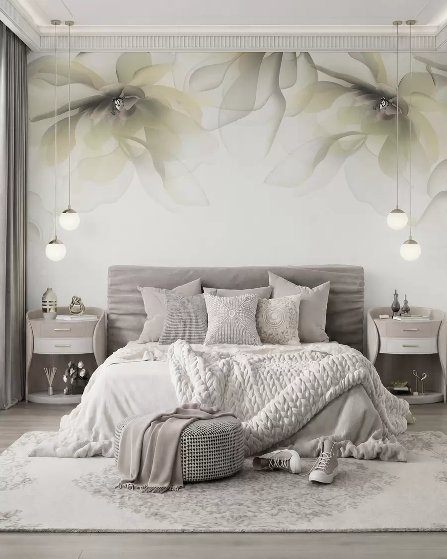 fototapeter gule gjennomskinnelige store blomster på toppen w02093v1