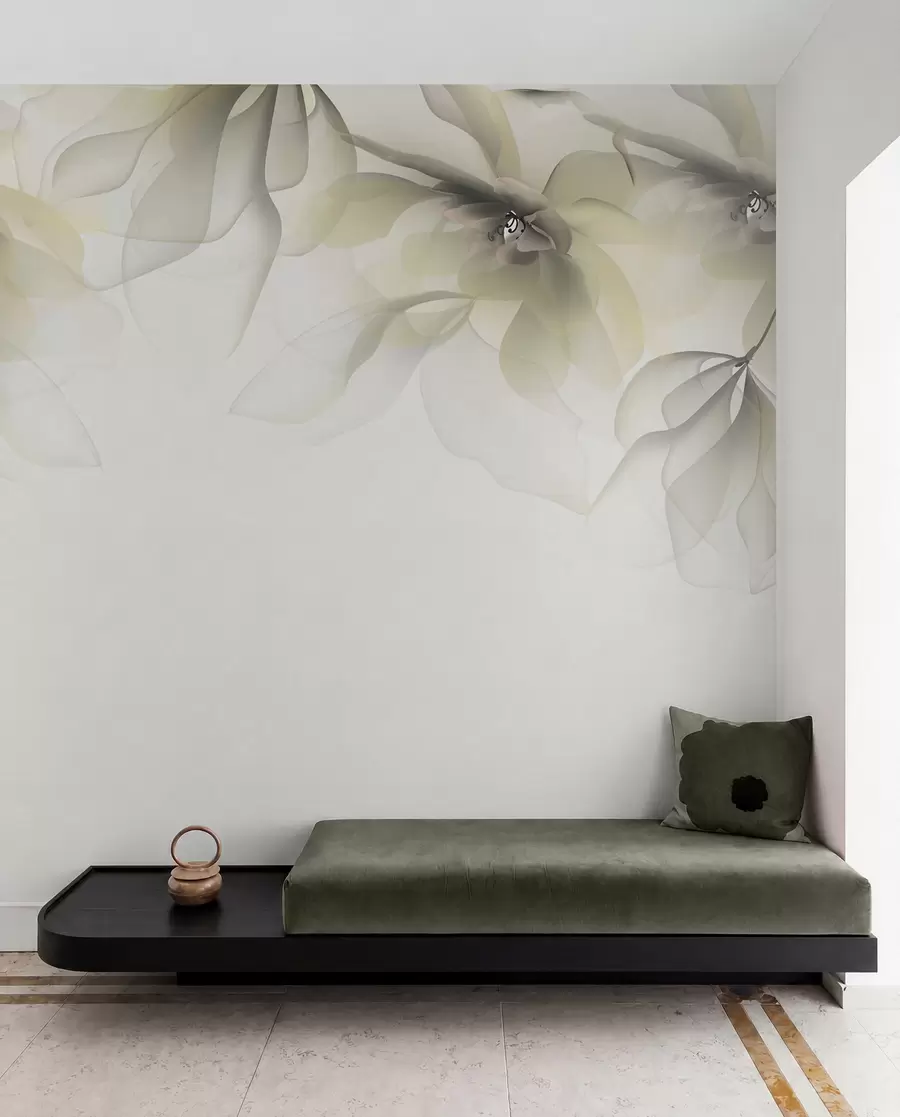 fototapeter gule gjennomskinnelige store blomster på toppen w02093v1