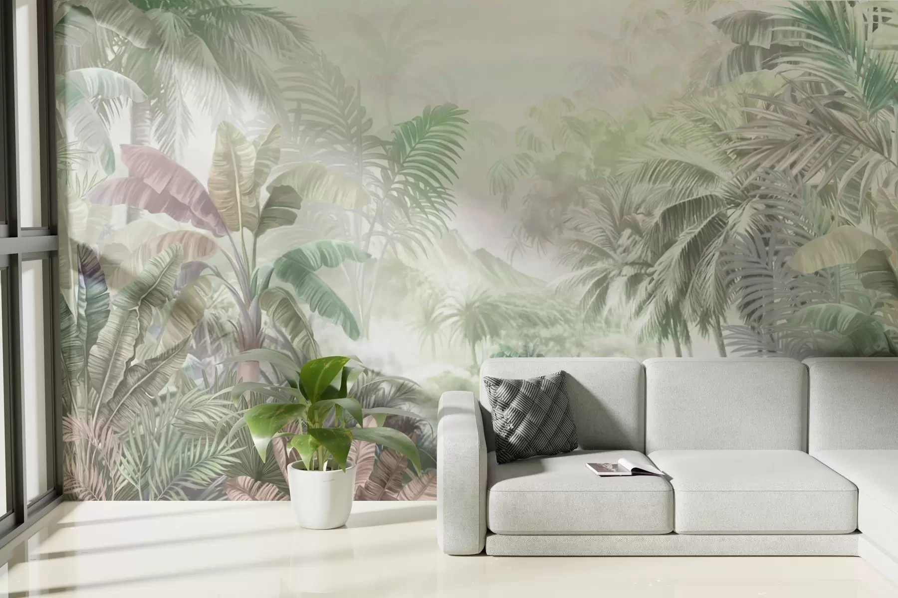 fototapeter Regnskog i myke, grønne toner w01931v1