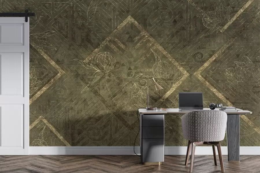 fototapeter Grunge-tekstur med blomstermønster w02079v1