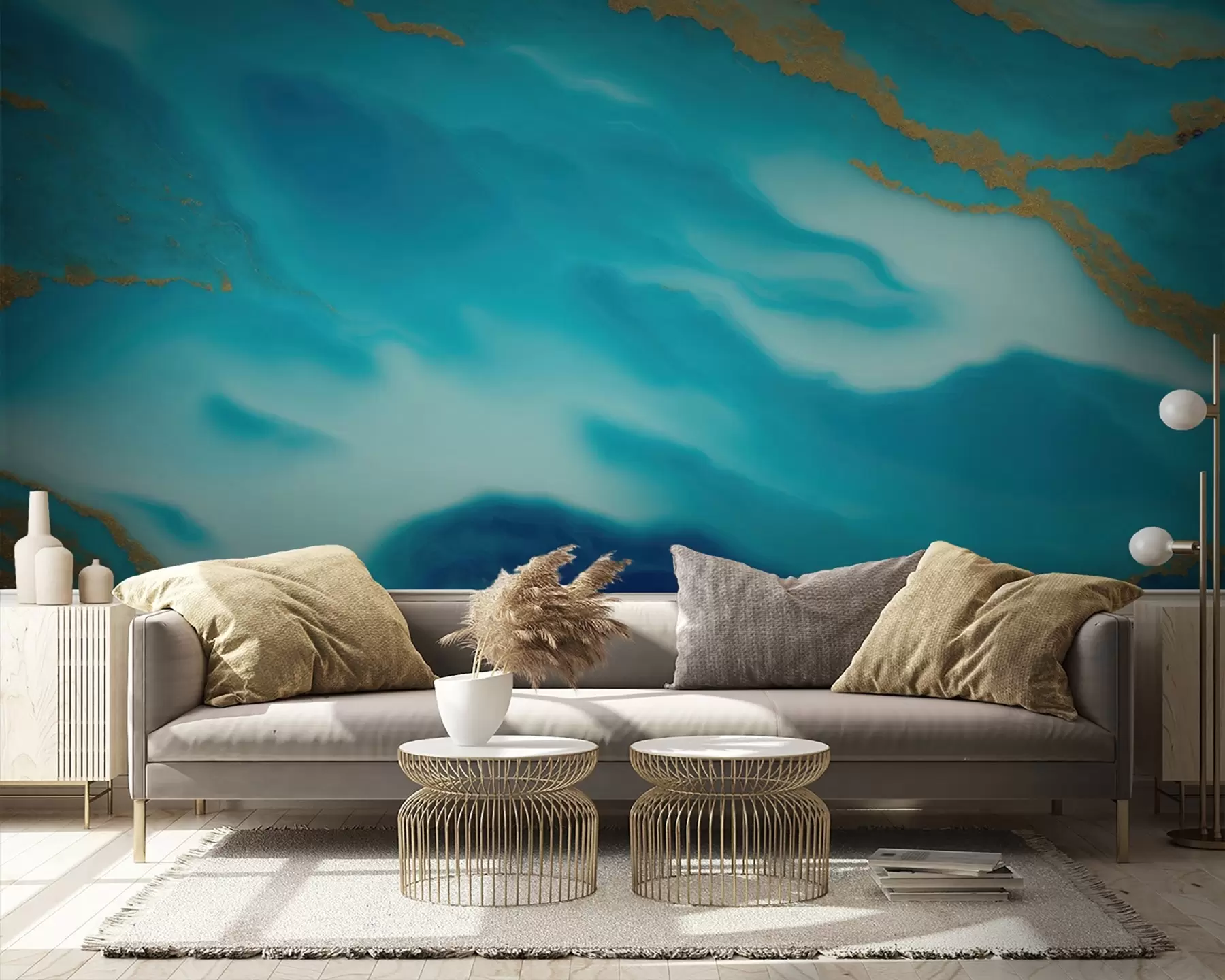 fototapeter Rolige bølger av blått og beige u94110