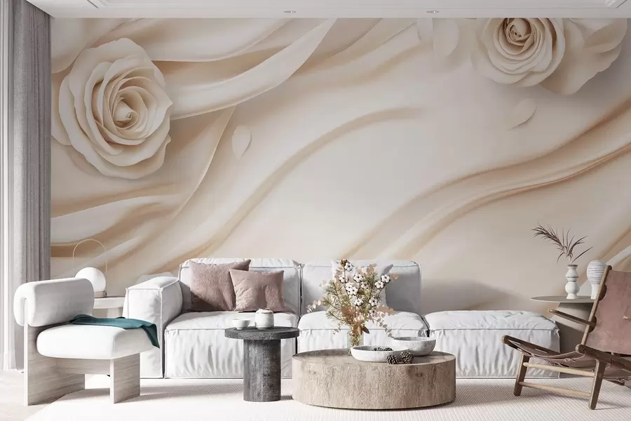 fototapeter Elegant beige bakgrunn med roser w02197