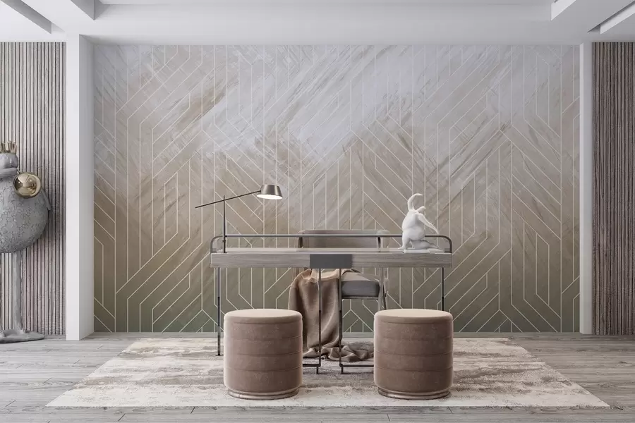 fototapeter Geometrisk, abstrakt bakgrunn med diagonale linjer og gradient-effekt i brune nyanser w08433v1