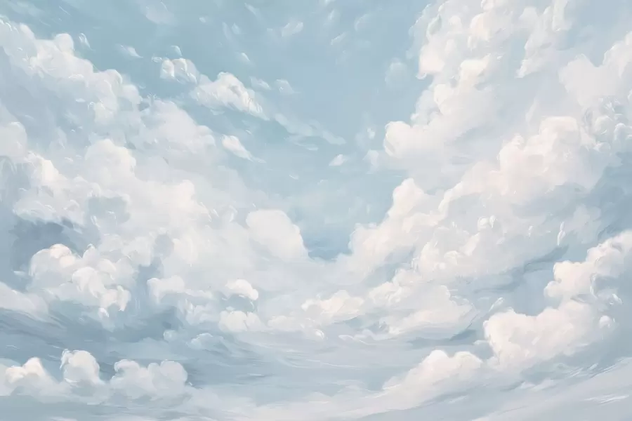 fototapeter Blå himmel med simulerte penselstrøk i olje w02313