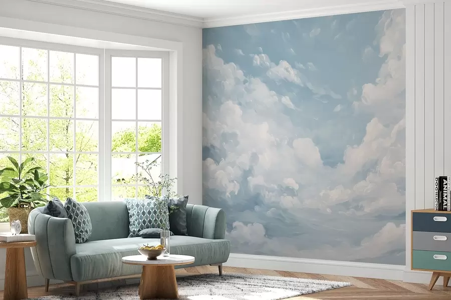 fototapeter Blå himmel med simulerte penselstrøk i olje w02313