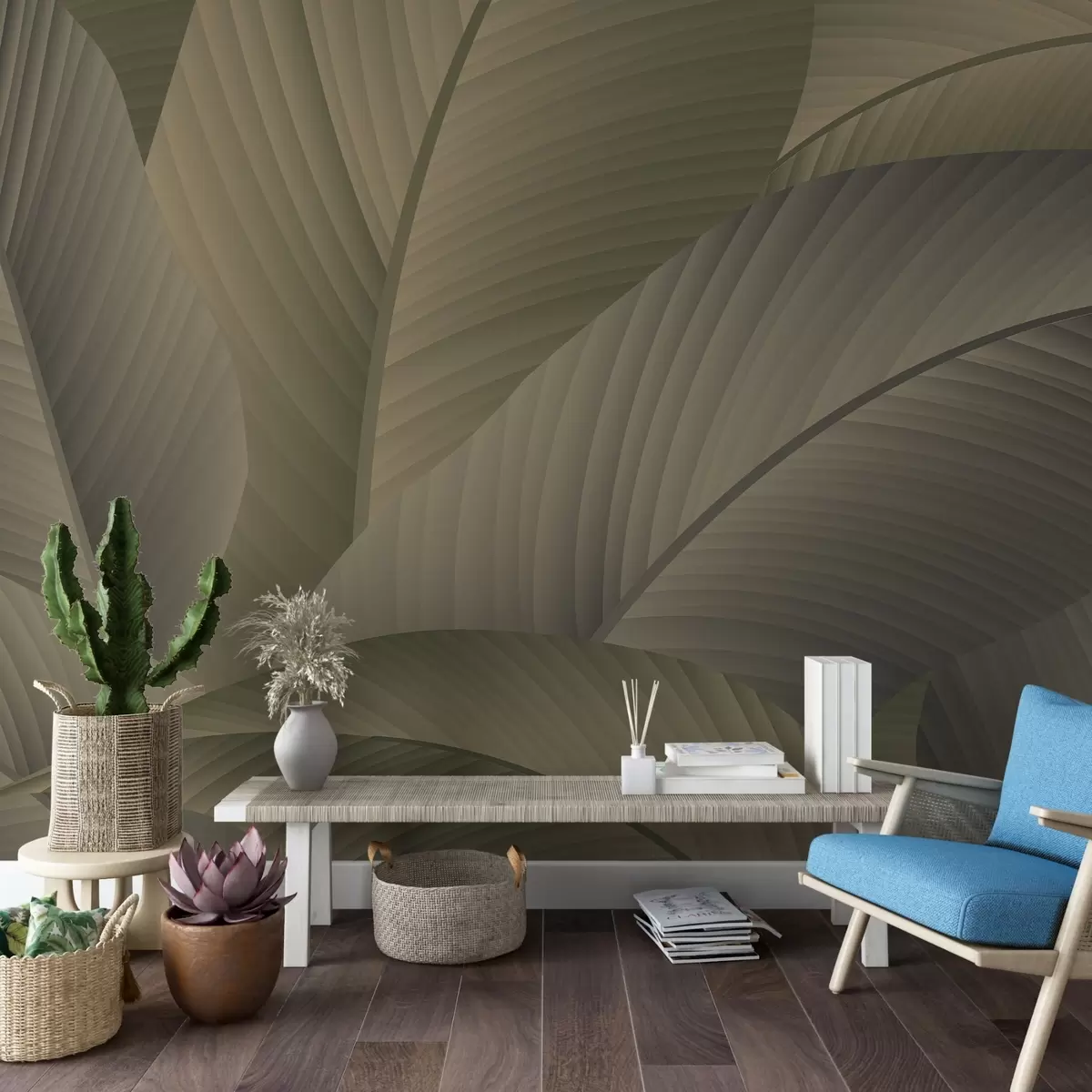 fototapeter Store blader i brune farger w02366v2