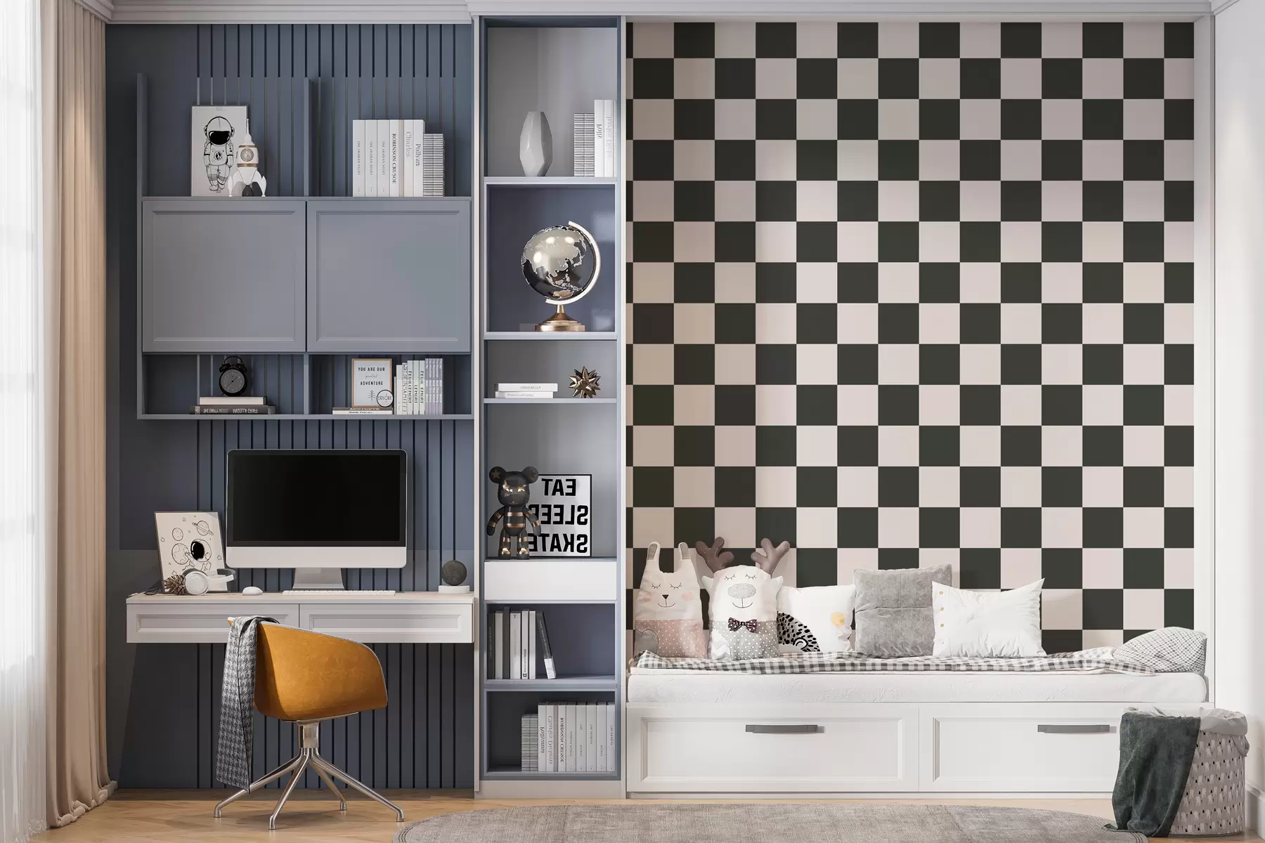 fototapeter Geometrisk tapet i svart og hvitt w01922