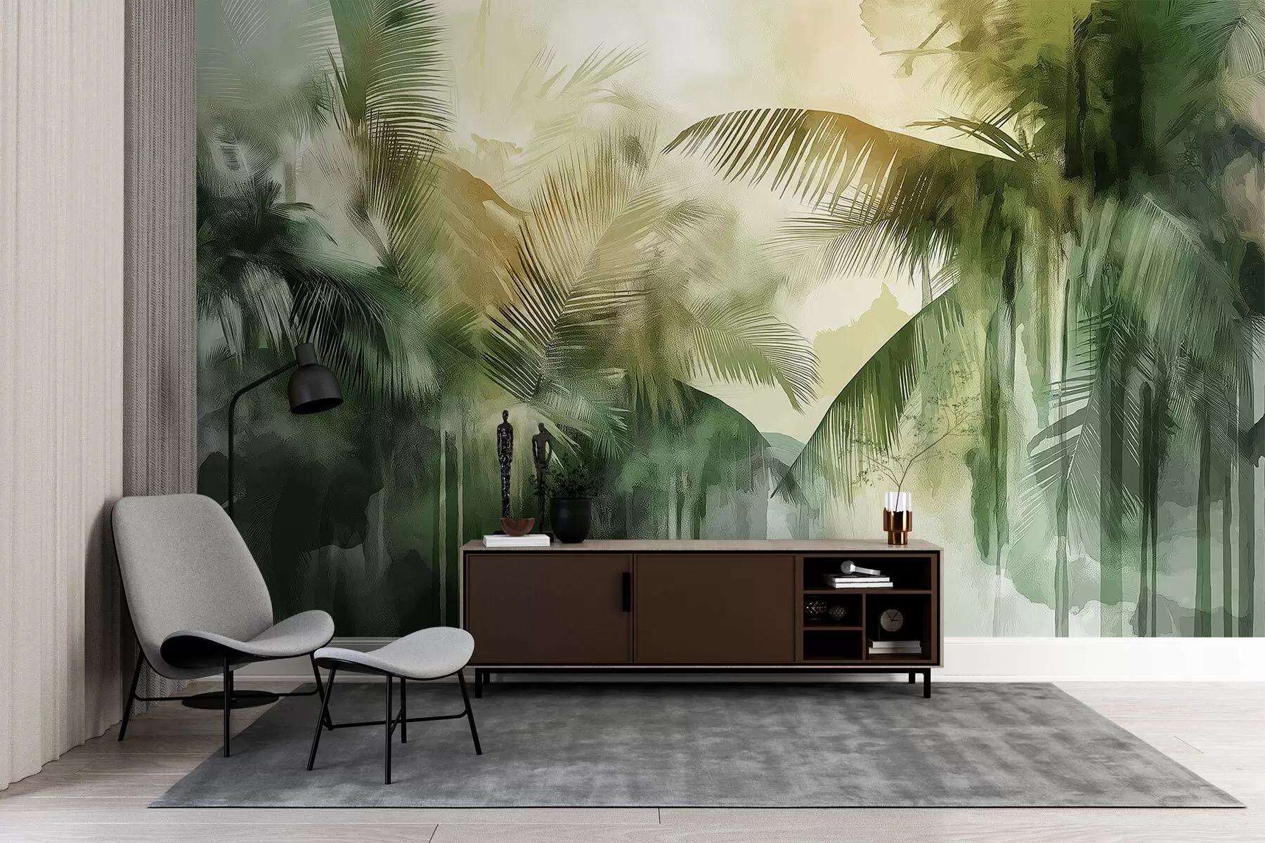 fototapeter Abstrakte palmeblader w08453