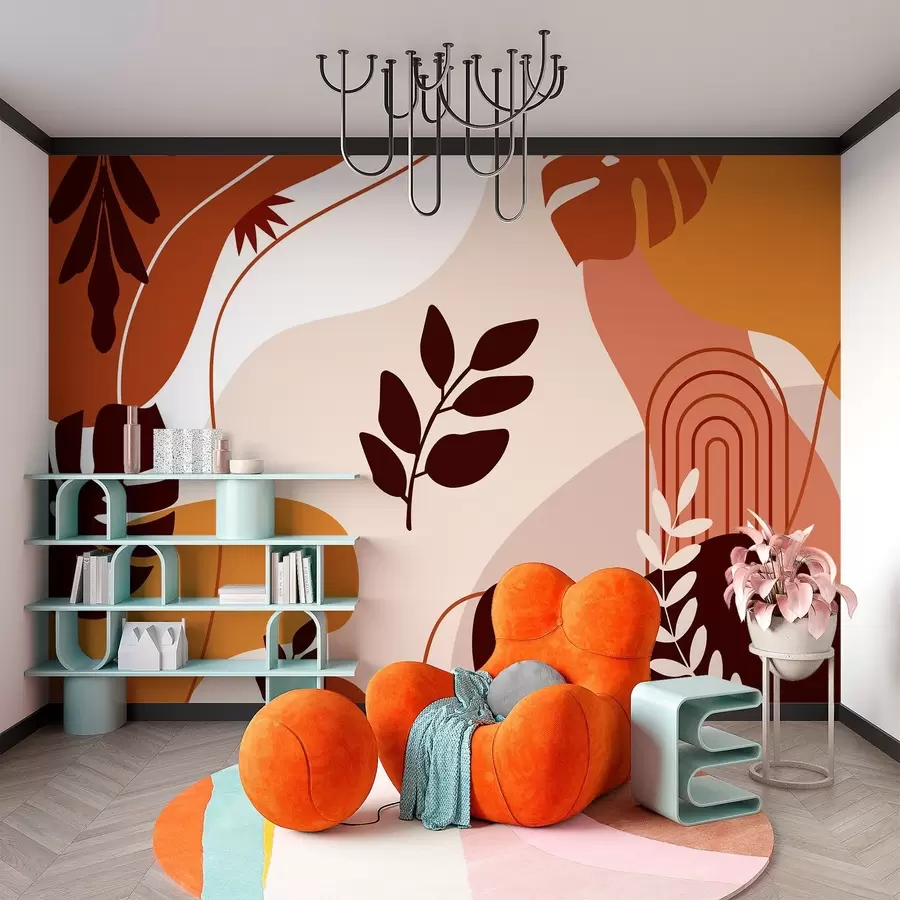 fototapeter Abstrakt mønster med silhuetter av blader w02462