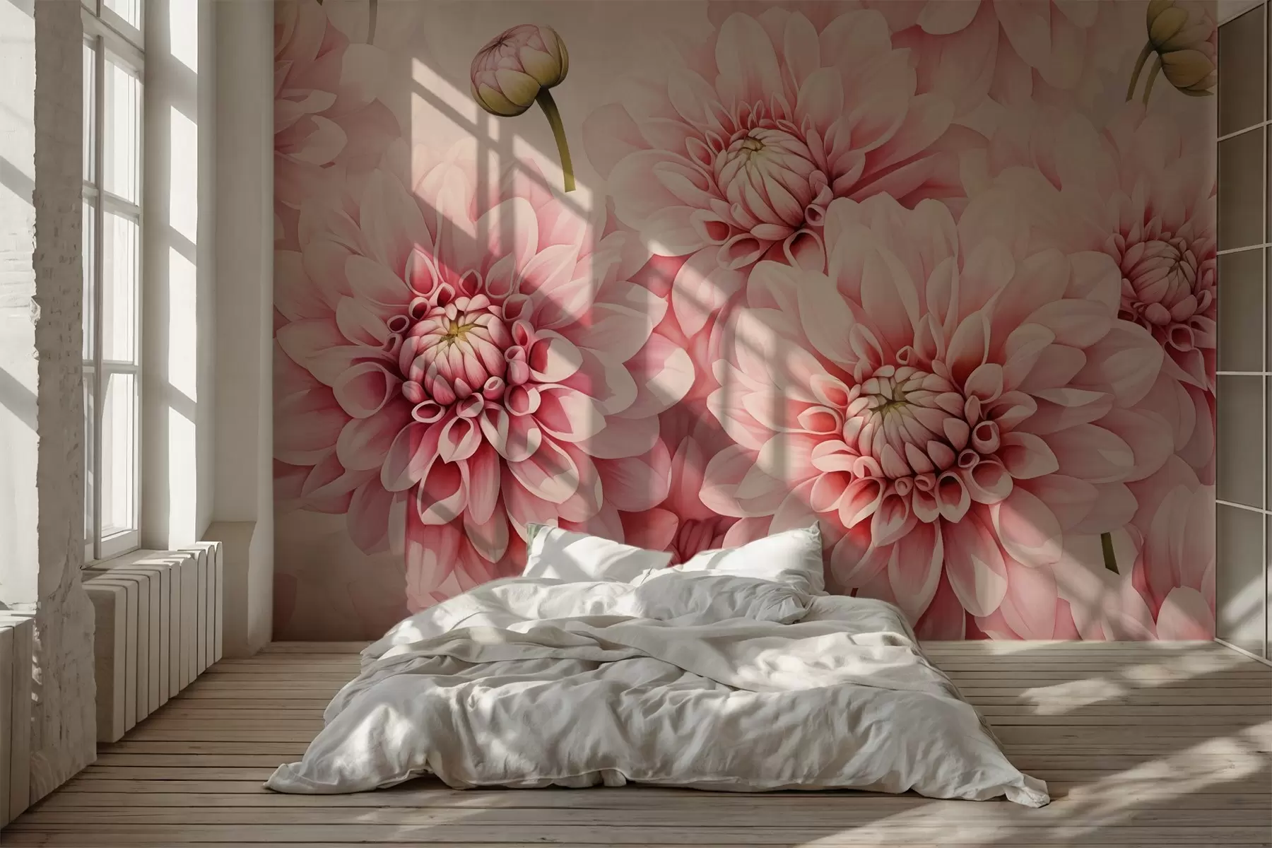 fototapeter Rosa krysantemum smitrasjonsakvarell w02469