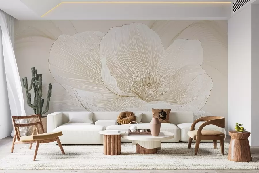 fototapeter Tegnet stor blomst w02511