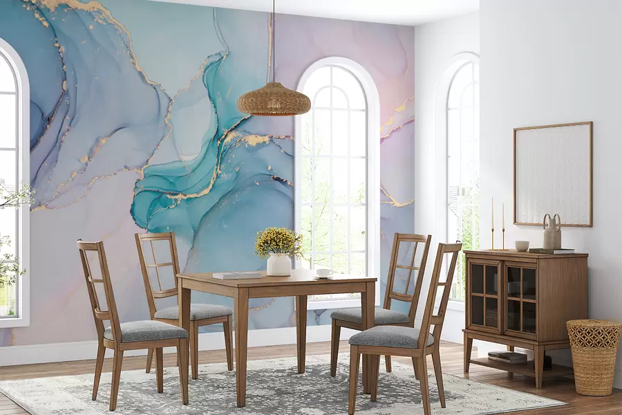 fototapeter Marmor - asurblå, rosa u49408