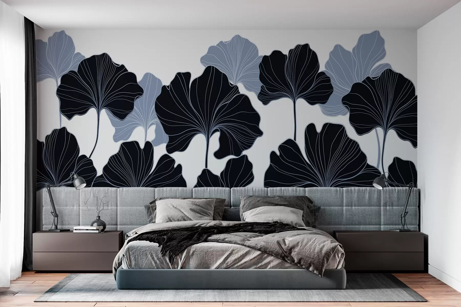 fototapeter Stiliserte bladkonturer w02525