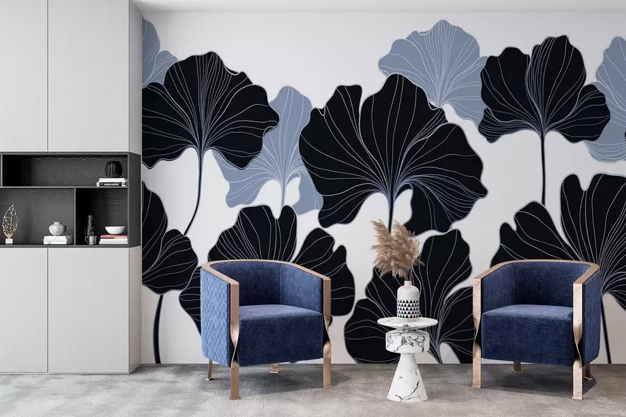 fototapeter Stiliserte bladkonturer w02525