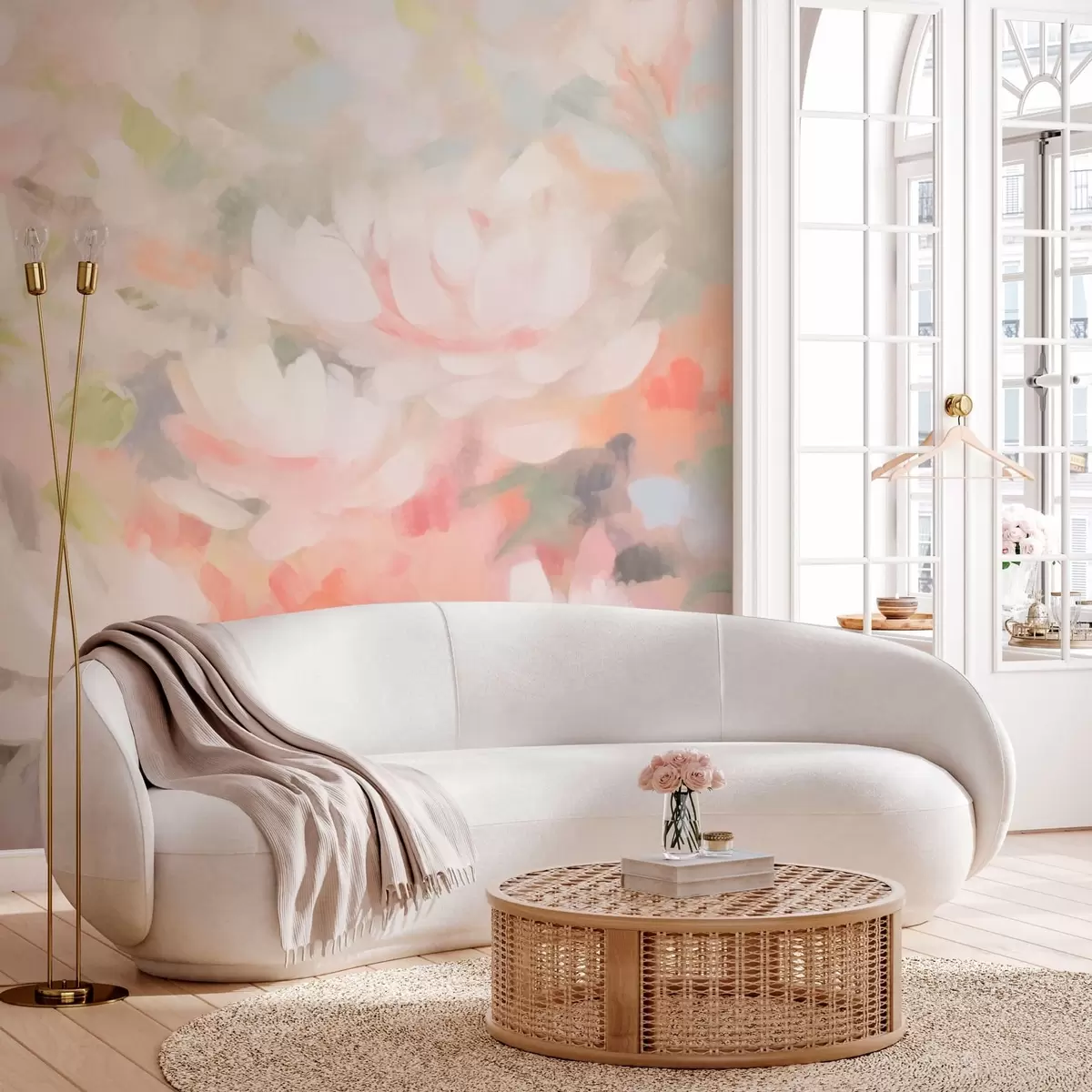 fototapeter Rosa blomster w08547