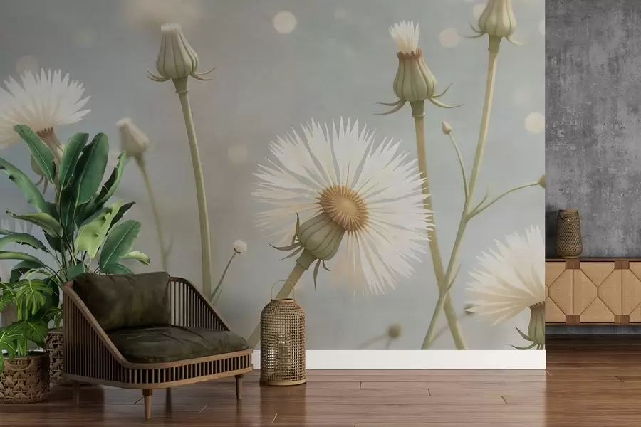 fototapeter Luftige, malte løvetannblomster w02614