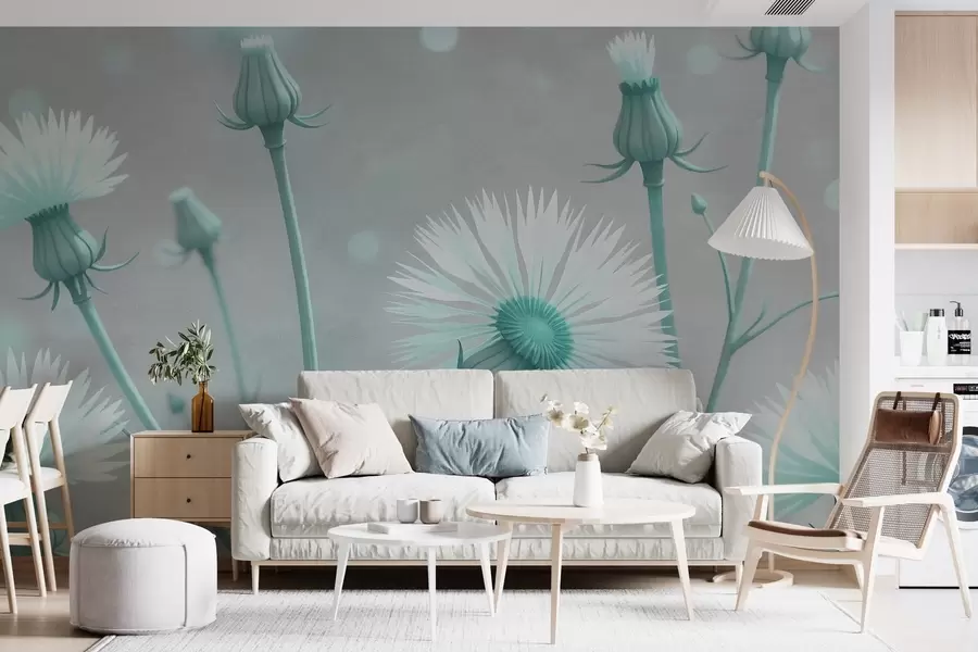 fototapeter Luftige, malte løvetannblomster w02614v1