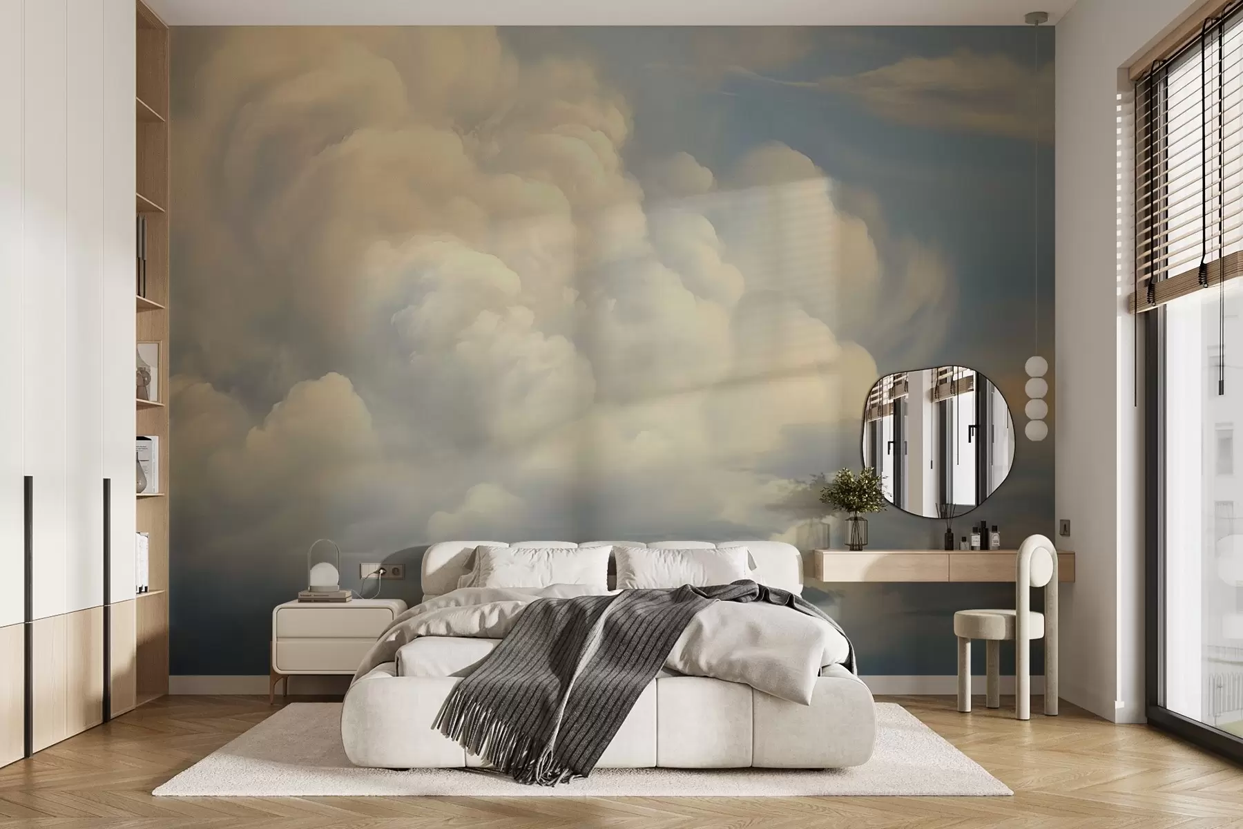 fototapeter Hvite skyer på himmelen imitasjon av maleri w02639