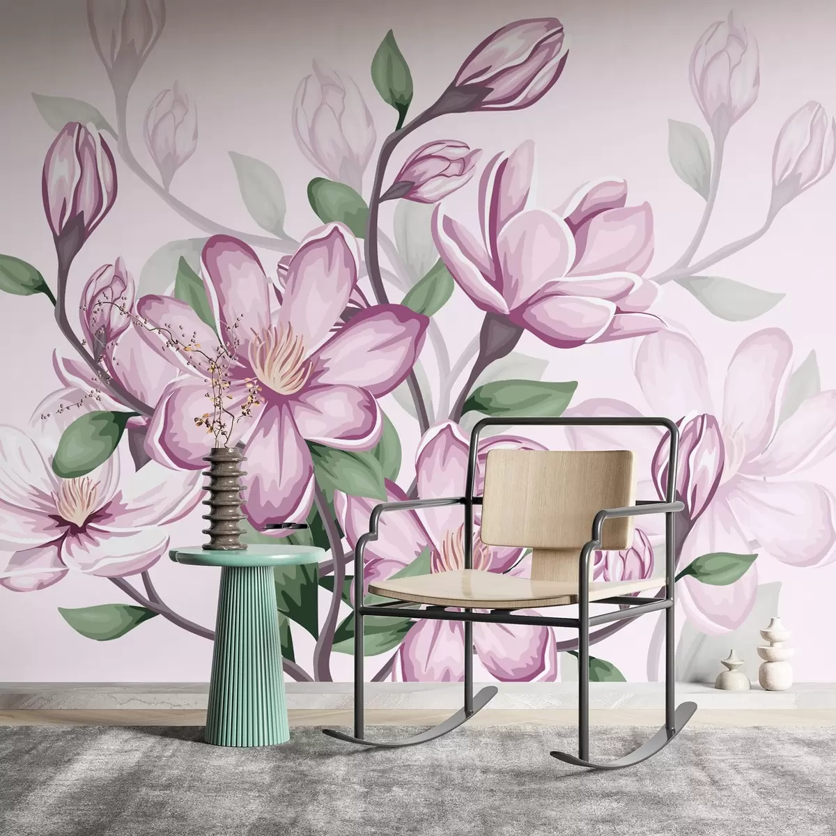 fototapeter store rosa blomster w02663