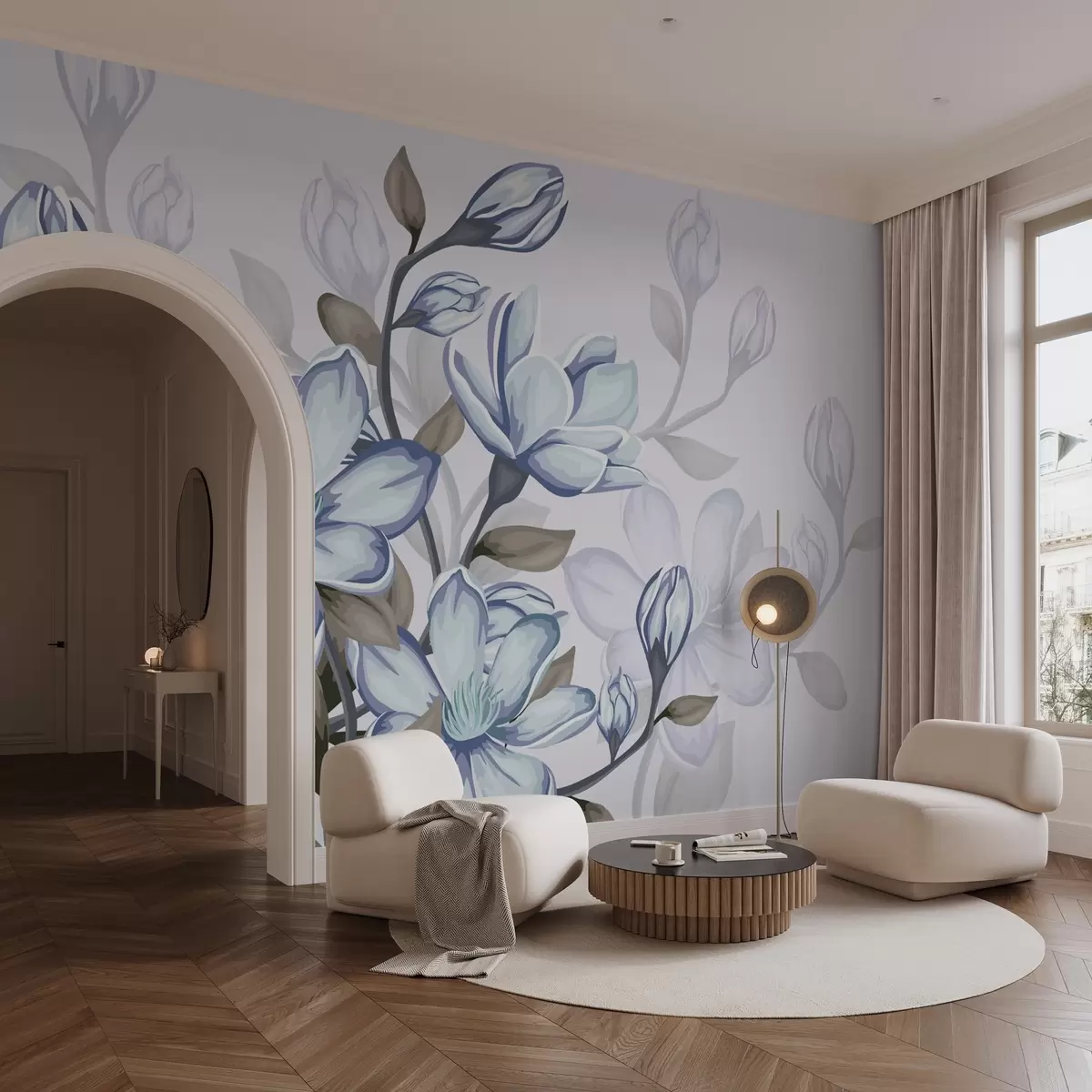 fototapeter store blå blomster w02663v1