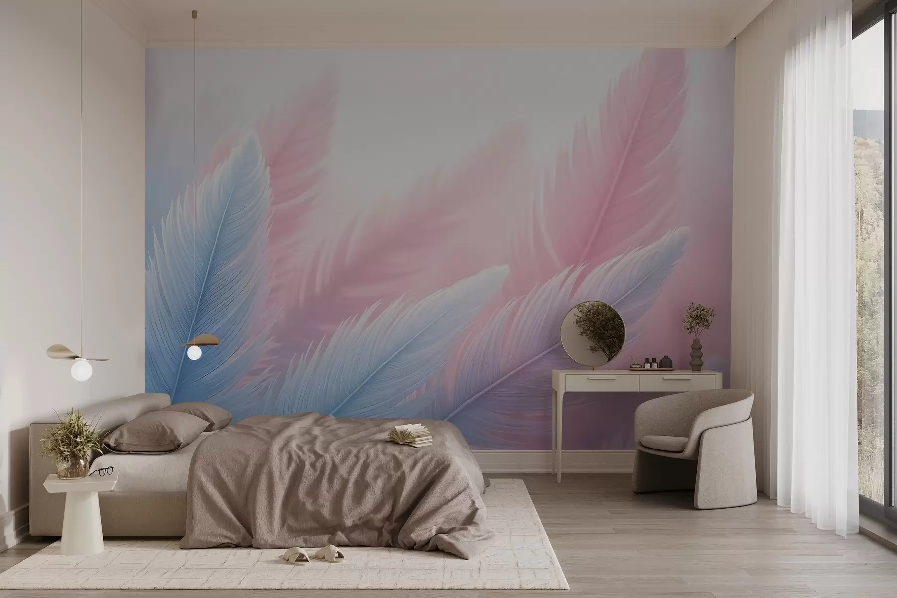 fototapeter Myke nyanser av delikate fjær w02604