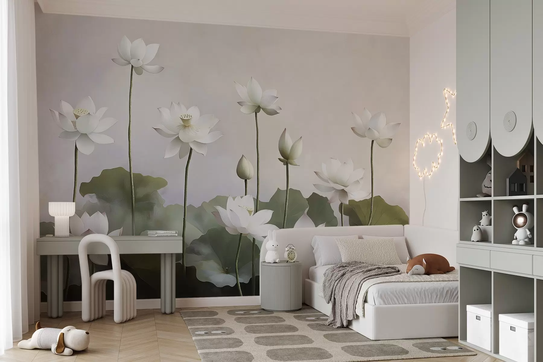fototapeter Hvite, ømme lotusblomster w08596