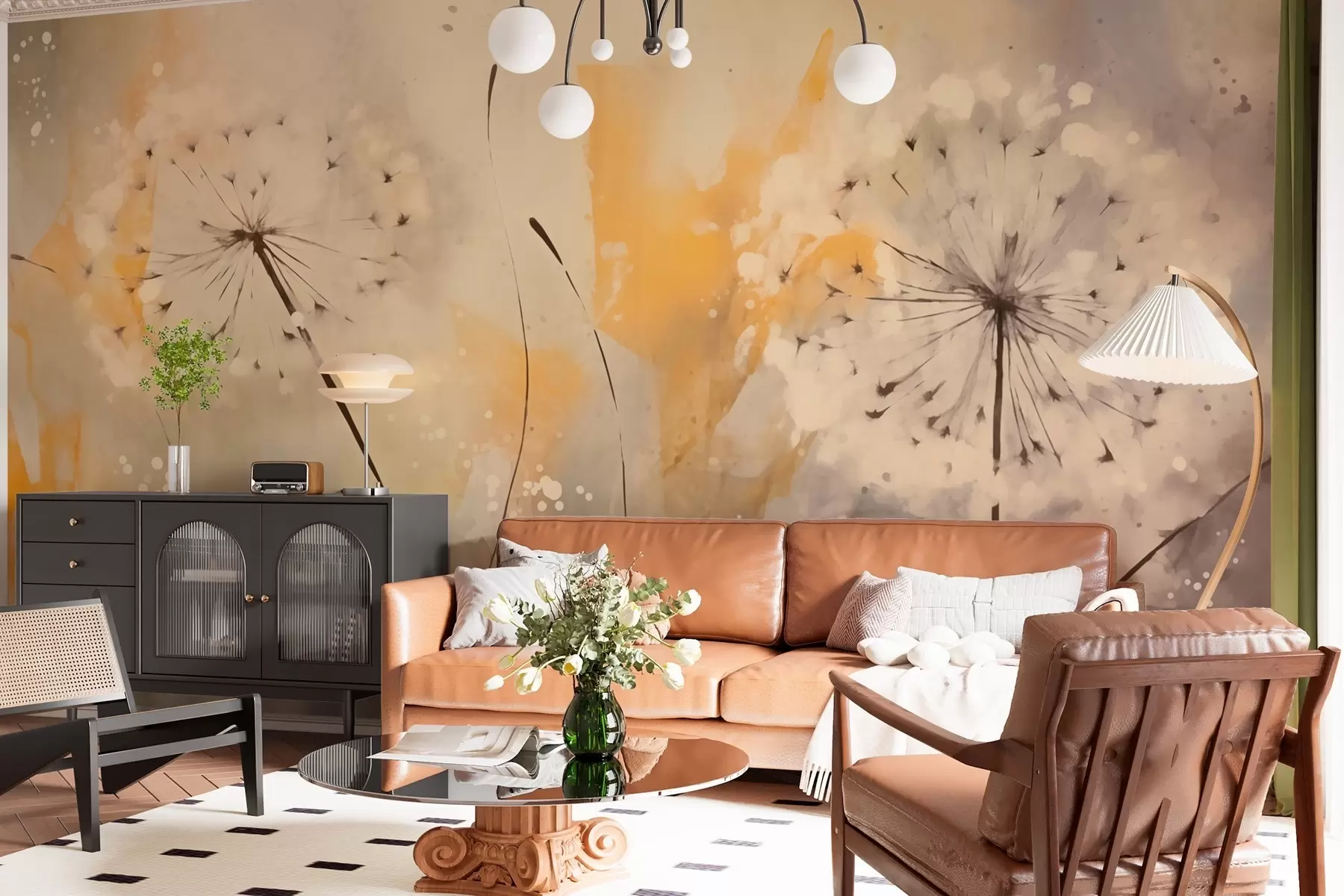 fototapeter Slørete løvetann i pastellfarger w02699