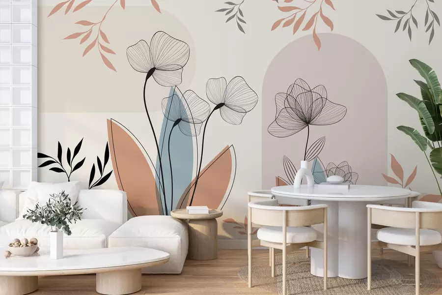 fototapeter Blomster og grener i boho-stil w02754