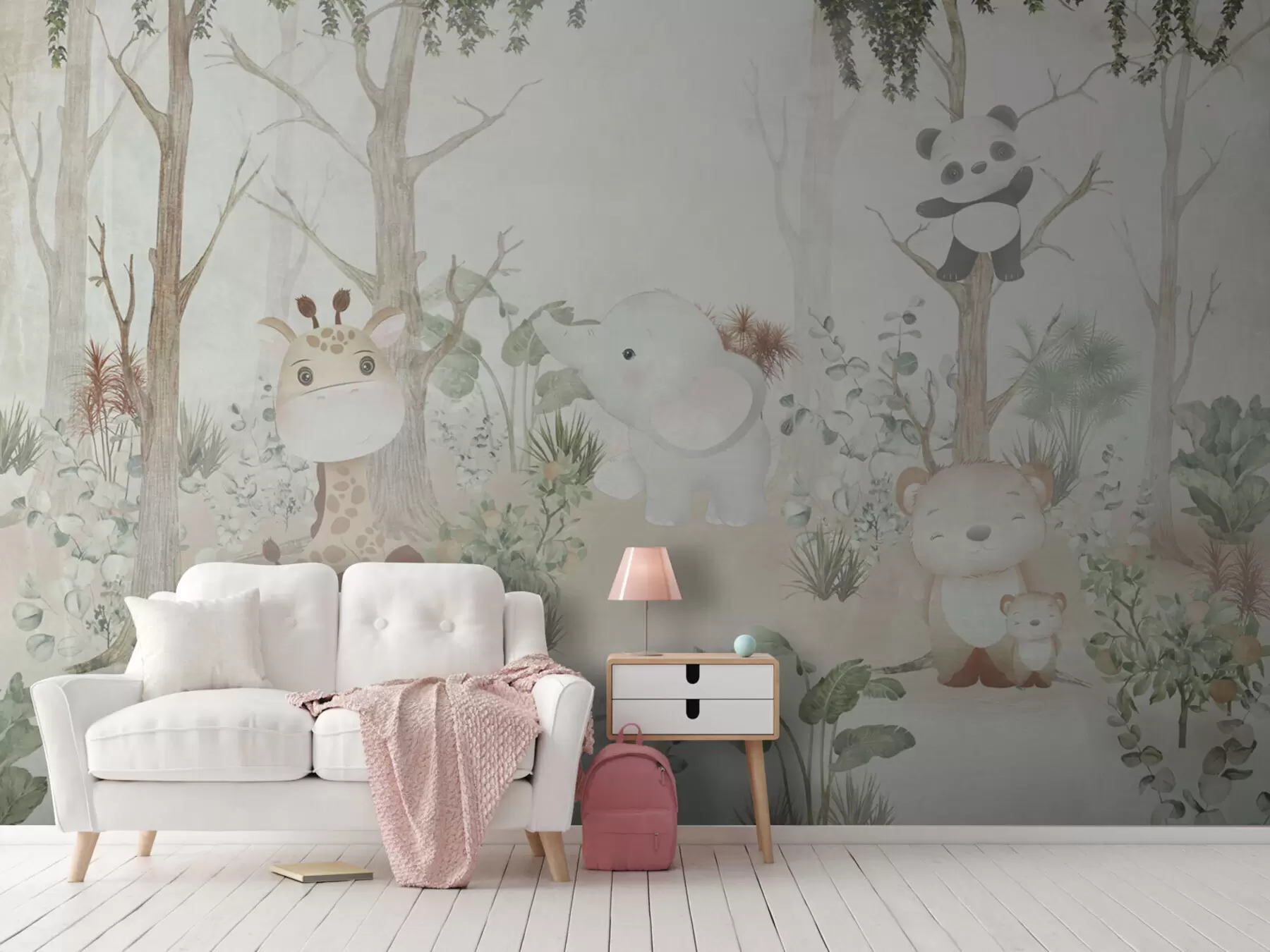 fototapeter Søte dyr som utforsker en fredelig skog u73879