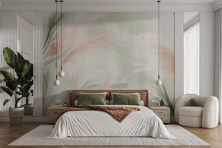 fototapeter ømt pampasgress i delikate farger w02688