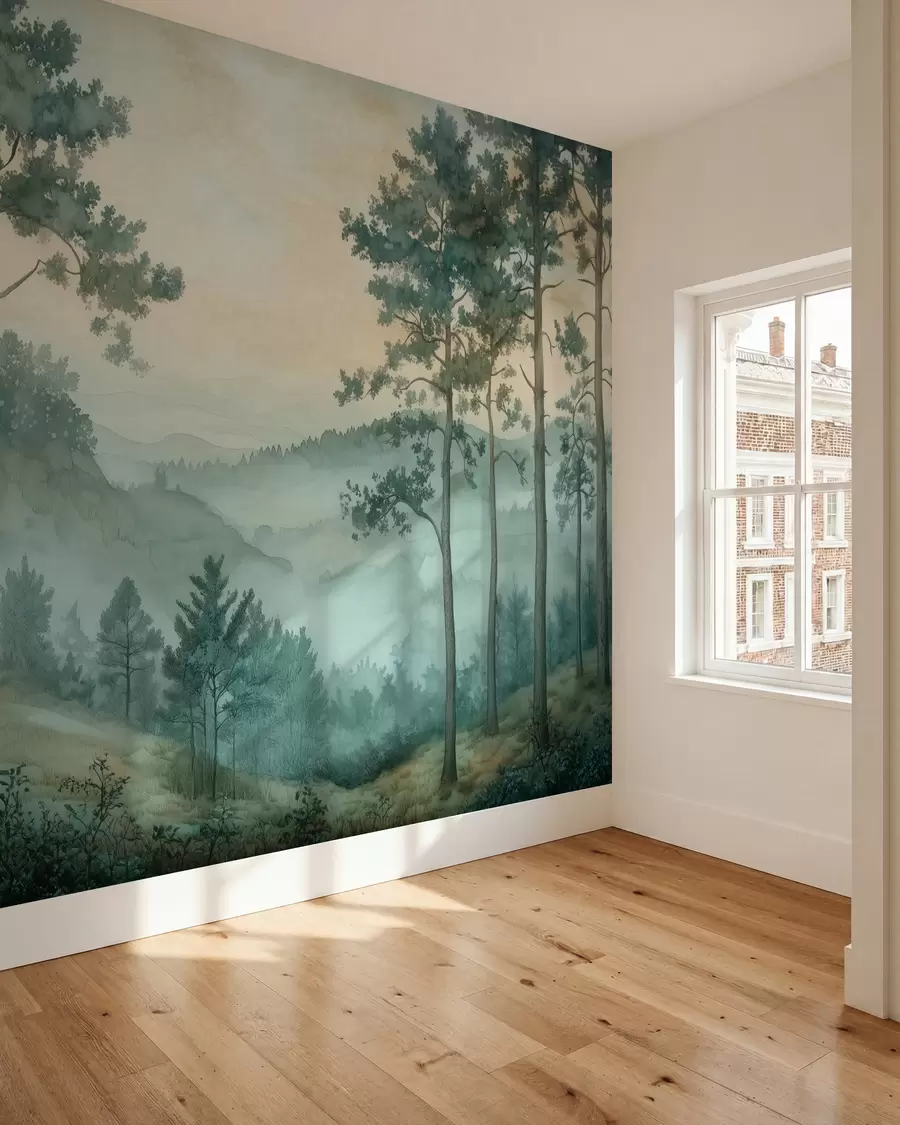 fototapeter panorama av skogen med åser w02690